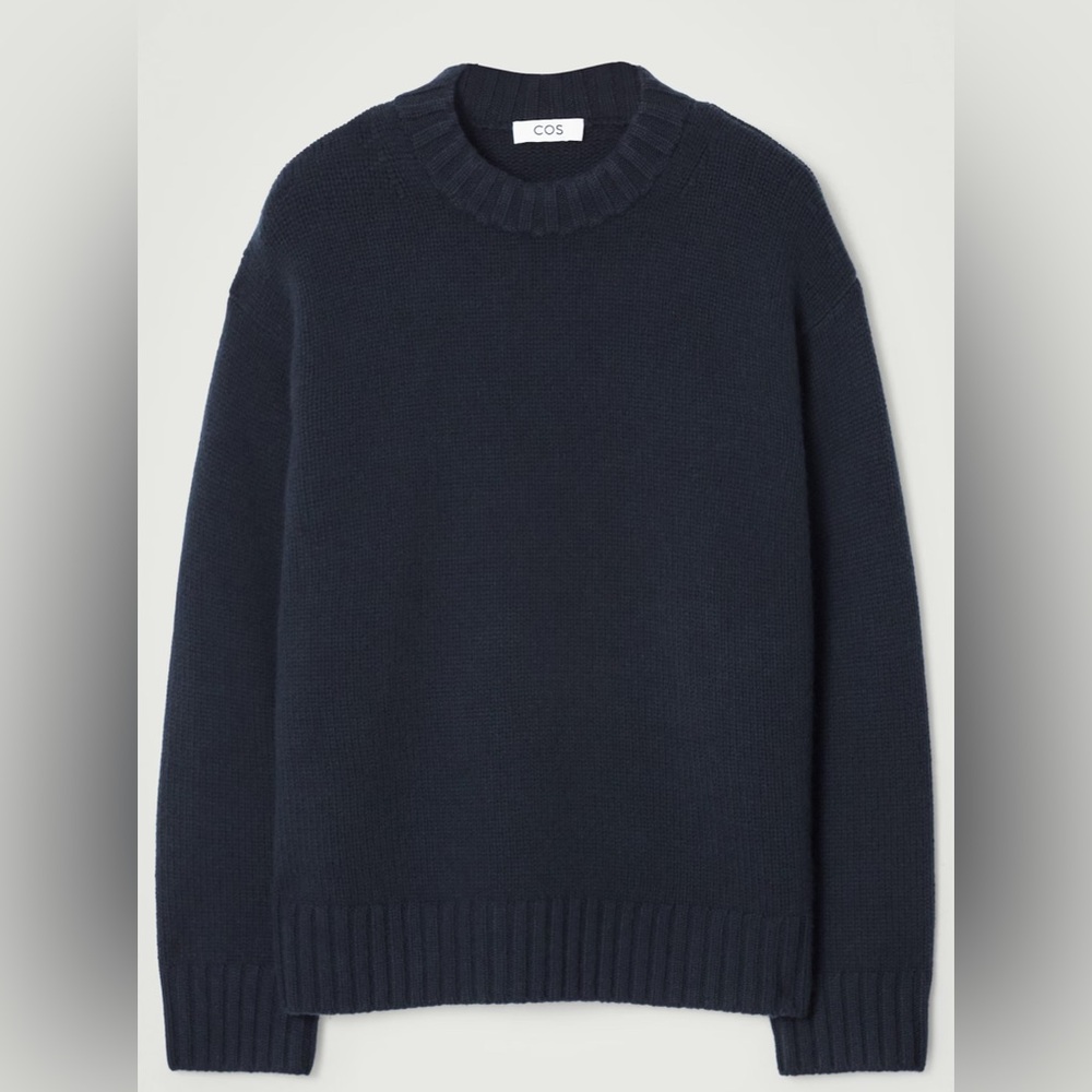 CHUNKY PURE CASHMERE CREW-NECK SWEATER - Navy